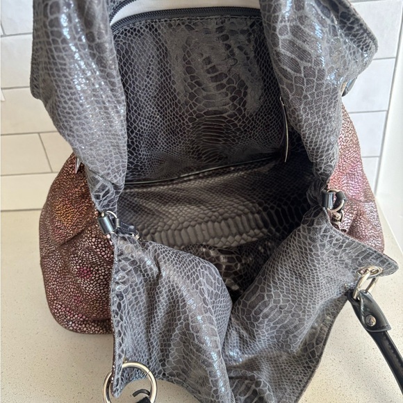 Y2K Beijo Couture Grey Snakeskin Reversible Multi-Color Hobo Purse See Pic EUC - Picture 14 of 14